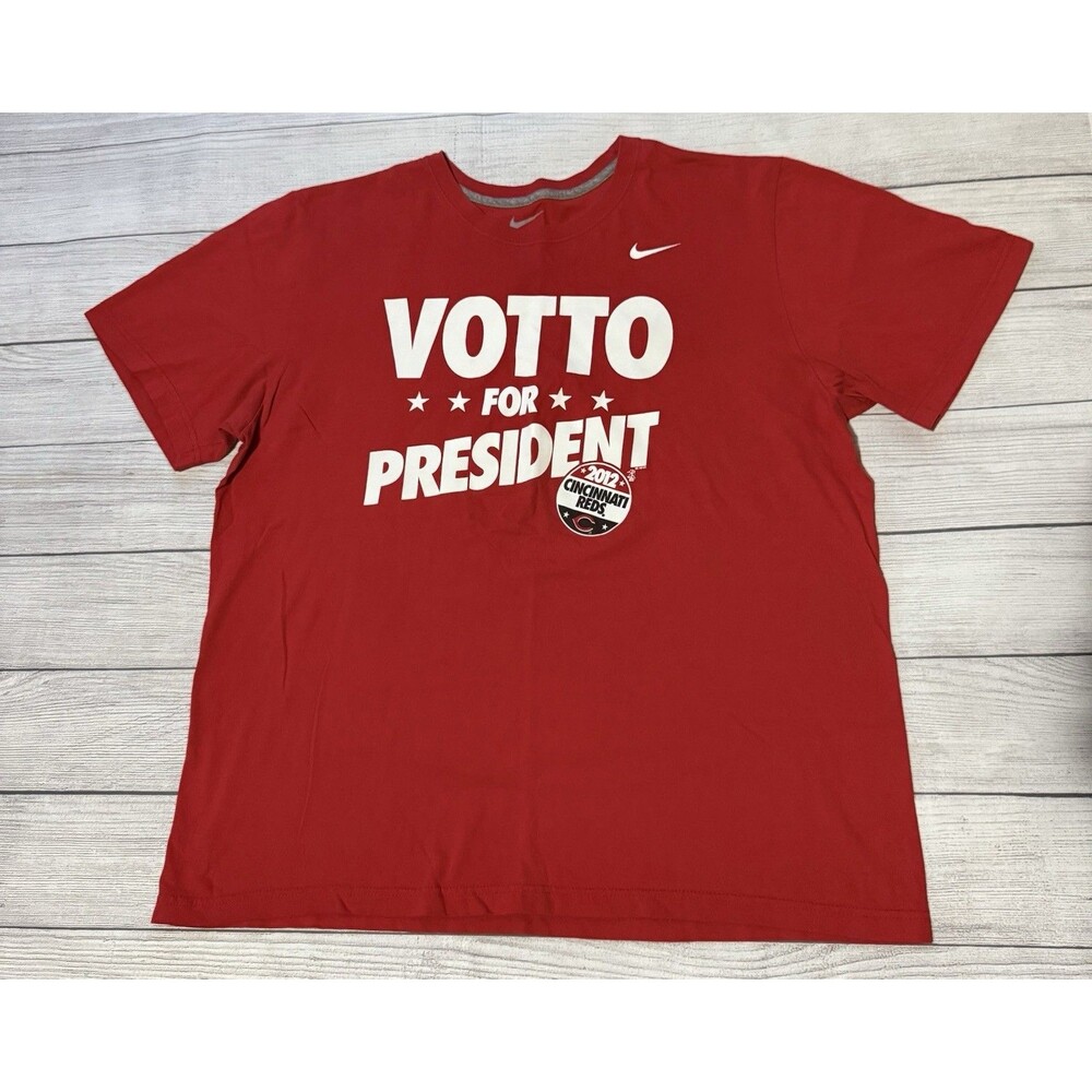 Nike Cincinnati Reds Joey Votto For President 2012 T Shirt Red Size 2XL Rare HTF